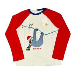 NWT Mini Boden Festive Sloth Holiday Tee Size 8/9